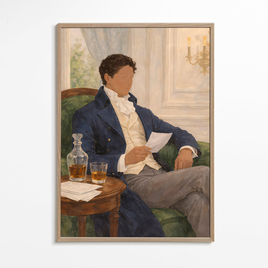 Arte vintage com cavalheiro lendo