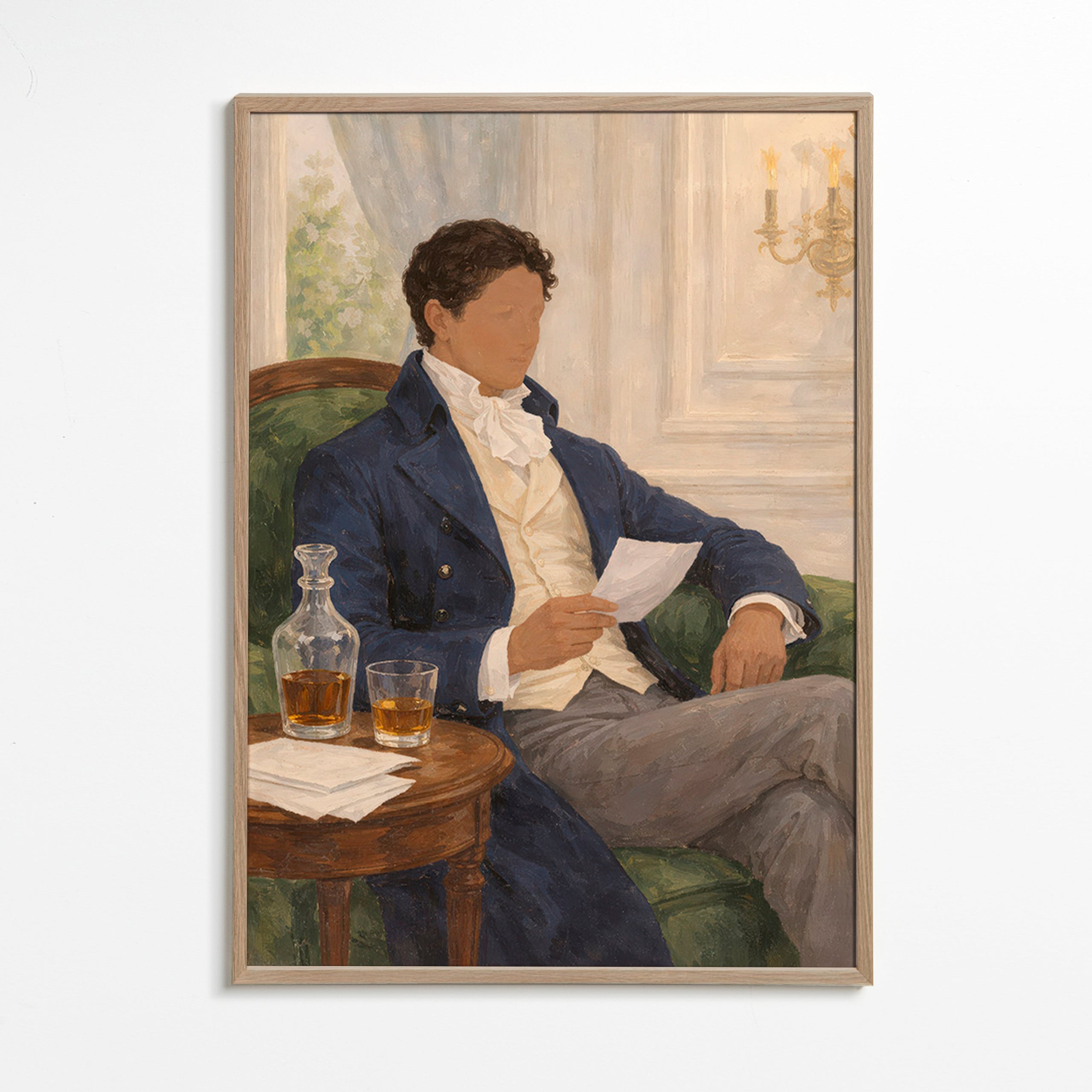 Arte vintage com cavalheiro lendo
